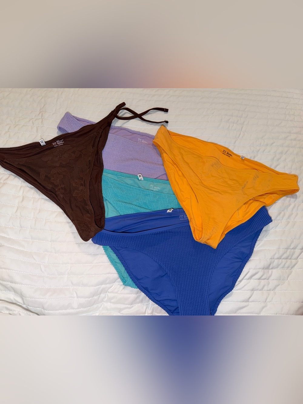 Pack of 5 Aerie Bikini Bottoms Pack - Blue, Orange, Brown, Teal, Lavender